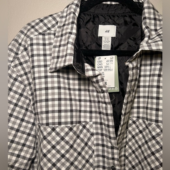 NWT H&M Men’s Padded Flannel Overshirt Size XXL - Picture 4 of 8